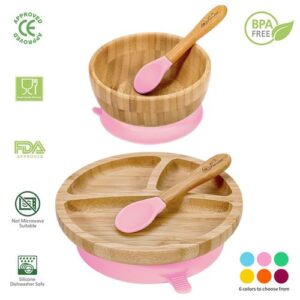 Bamboo Bowl, Plate & Spoon Set