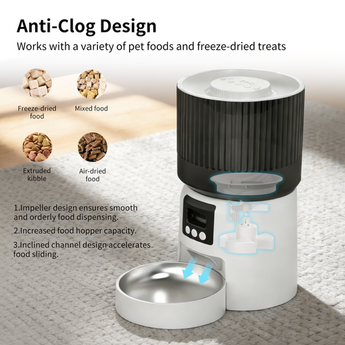 Automatic Cat & Pet Feeder with LCD Screen, 5L Food Storage, Camera, App Control & USB/Battery Power