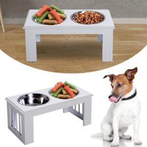 Elevated Pet Feeder with 2 Stainless Steel Bowls – Raised Dog & Cat Feeding Station