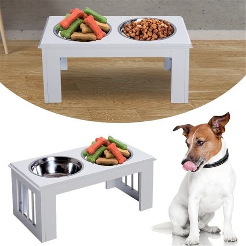 Elevated Pet Feeder with 2 Stainless Steel Bowls – Raised Dog & Cat Feeding Station