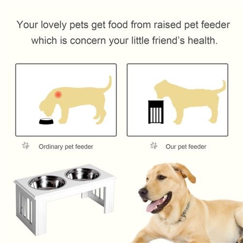 Elevated Pet Feeder with 2 Stainless Steel Bowls – Raised Dog & Cat Feeding Station