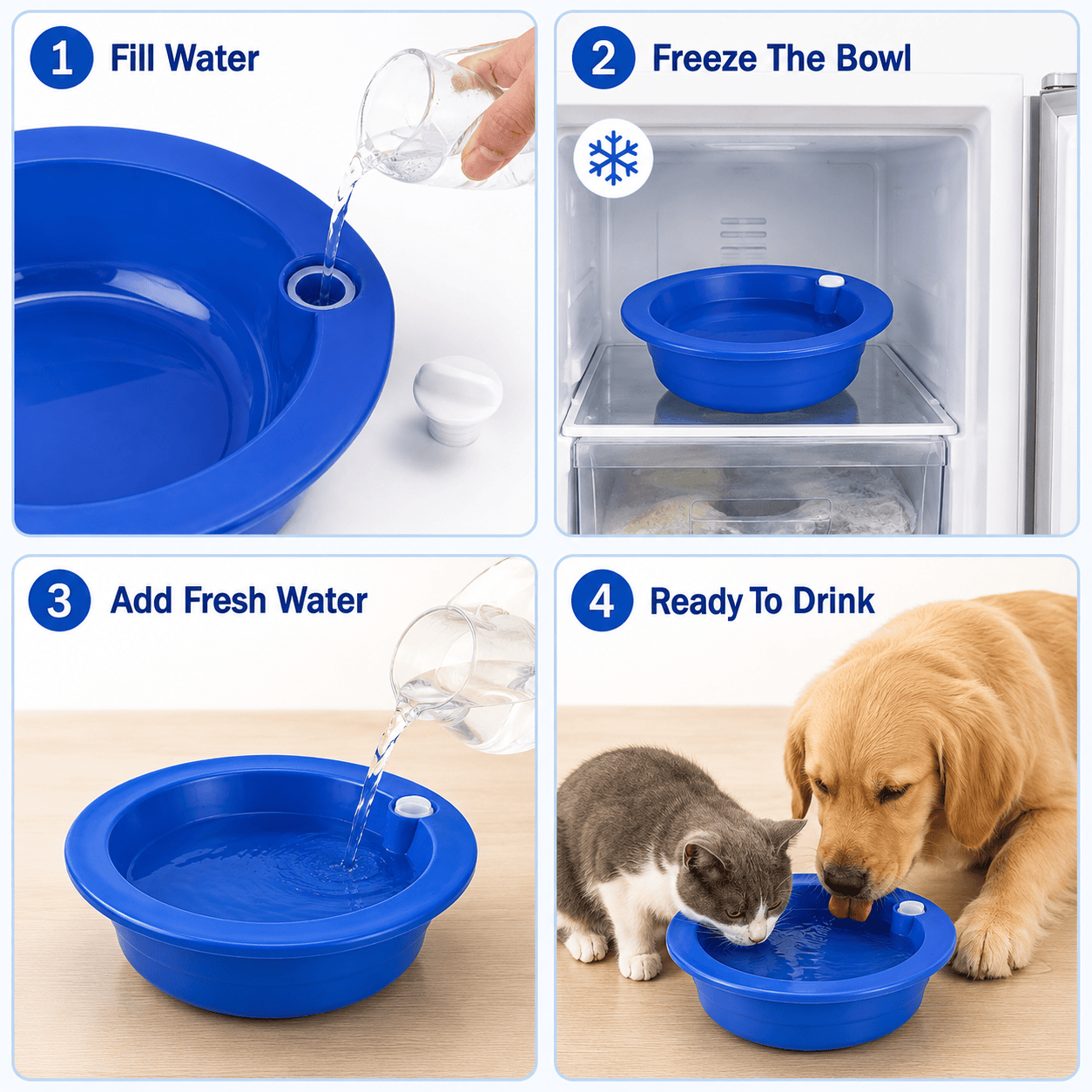 Pet Cooling Water Bowl for Dogs & Cats – Freeze-Activated Hydration Dish