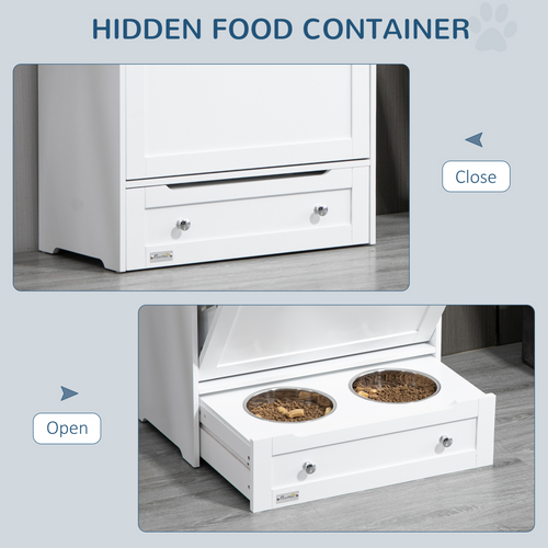 Pet Feeding Station with Double Bowls & Storage Cabinet – Wooden Dog & Cat Food Stand