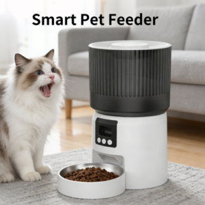 Automatic Cat & Pet Feeder with LCD Screen, 5L Food Storage, Camera, App Control & USB/Battery Power