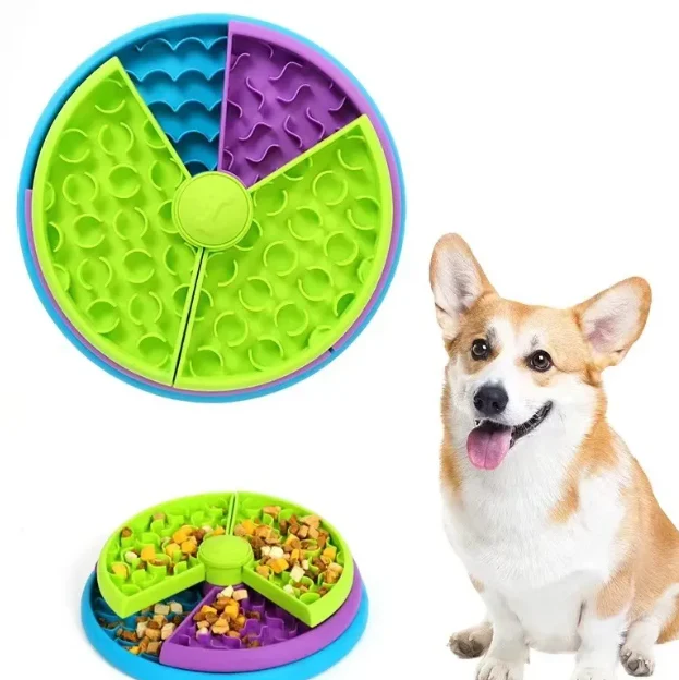 Pet Puzzle Plastic Slow Feeder Dog Interactive Toy Anti-Choking Multi-Zone Food Hiding Training Dish Supplies
