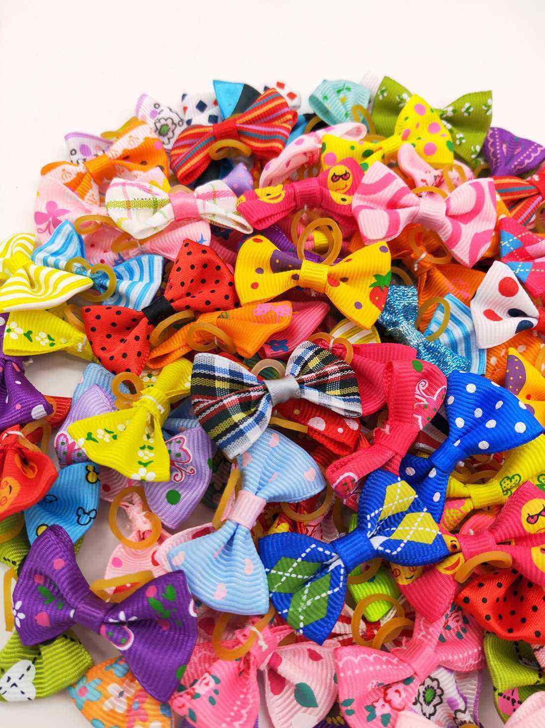 Hot Sale Lovely Multi Color Beautiful Design Elastic Pet Dog Hair Bow Dog Cat Head Wear