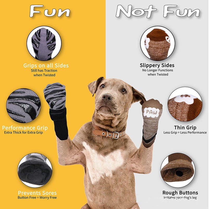 Premium Design Dog Socks for Large Dogs -Extra Grip for Maximum Floor Protection -Adjustable Straps for Comfort & Stability