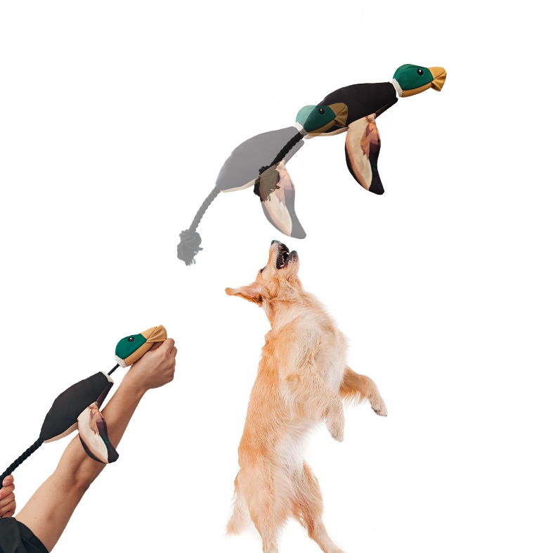 Encourages Human-to-pooch Interaction Dog Force Grip Launching Duck Eco-friendly Plush Dog Toy, 16.5-in